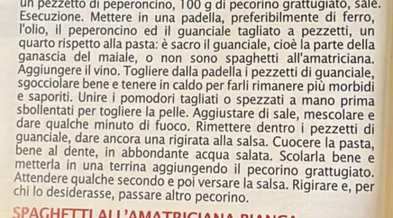AMATRICIANA, il piatto che resiste al Terremoto
